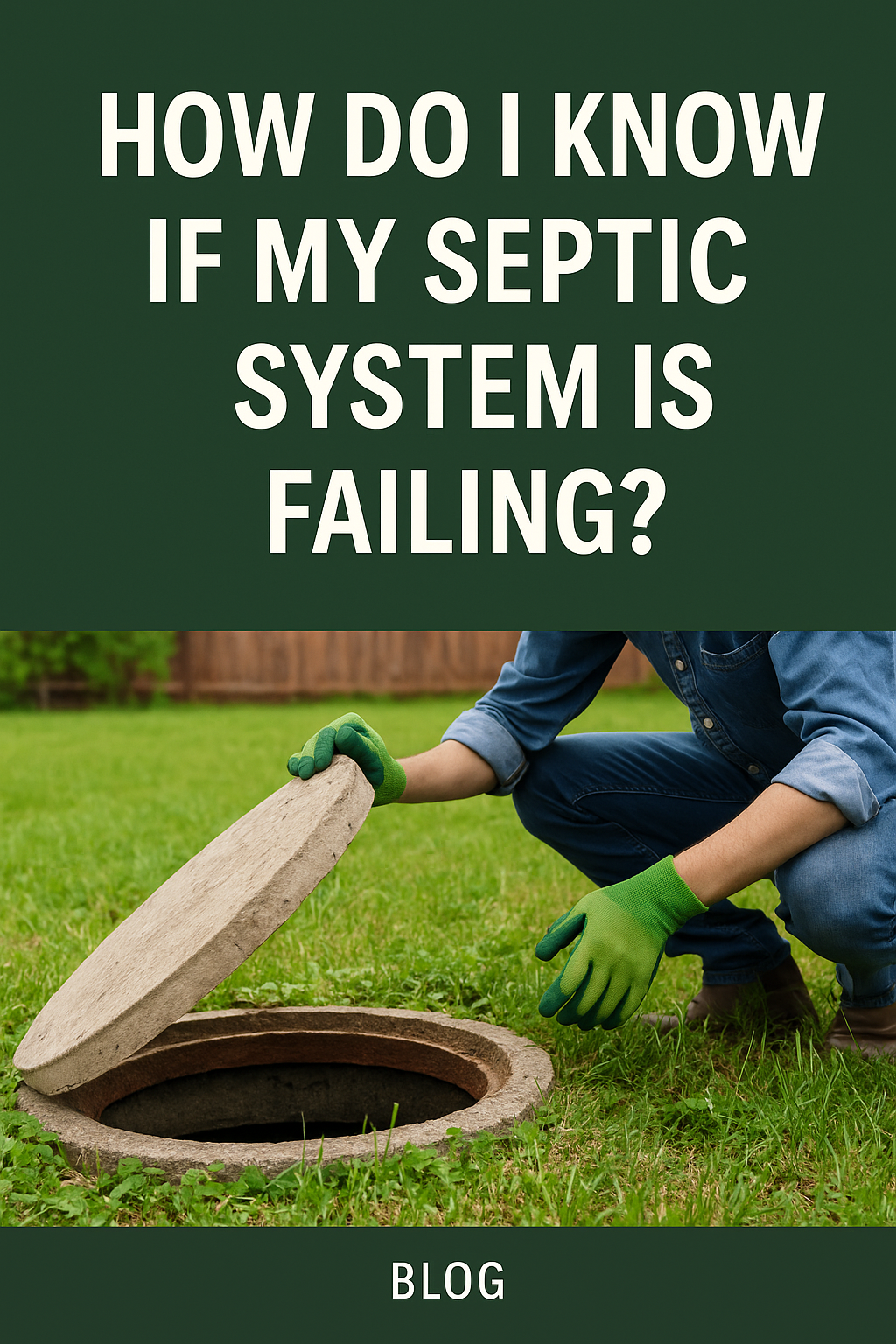 Image of Photo of a homeowner lifting a septic tank lid with gloves on — representing DIY inspection and early failure detection.