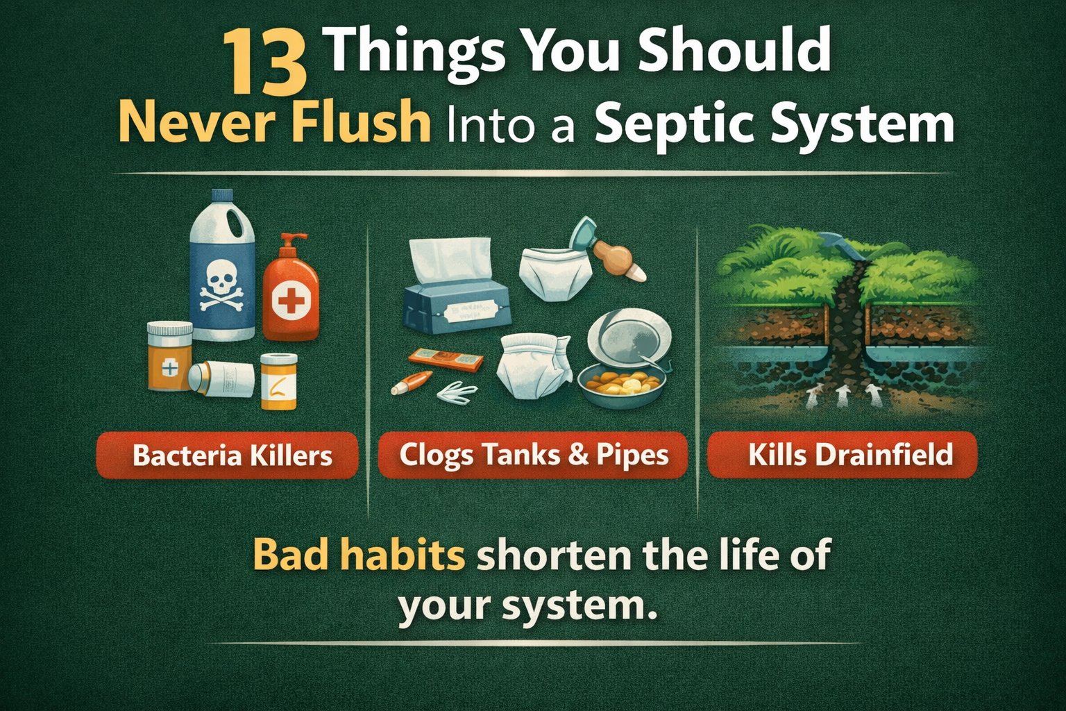 Image of 13 Things You Should NEVER Flush Into a Septic System