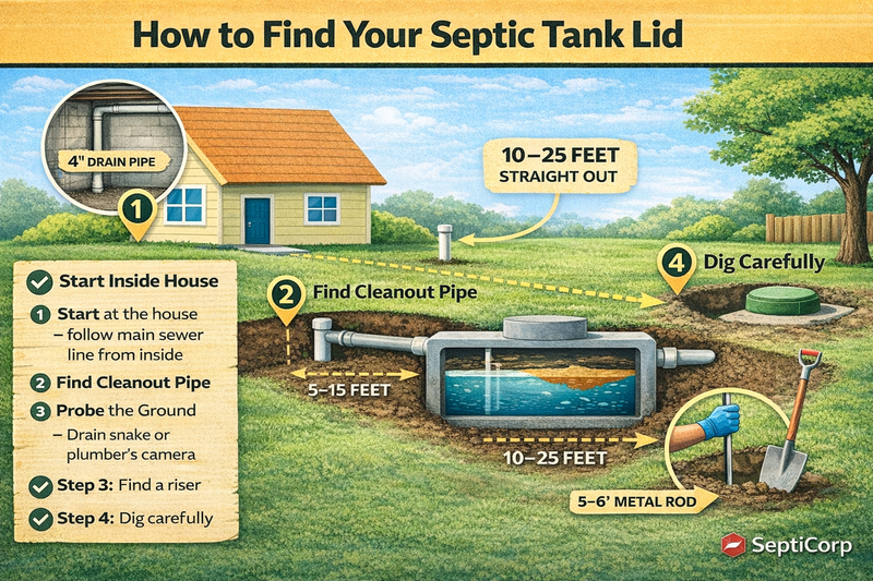 How to Find Your Septic Tank Lid (Even If You Have No Map or Records)