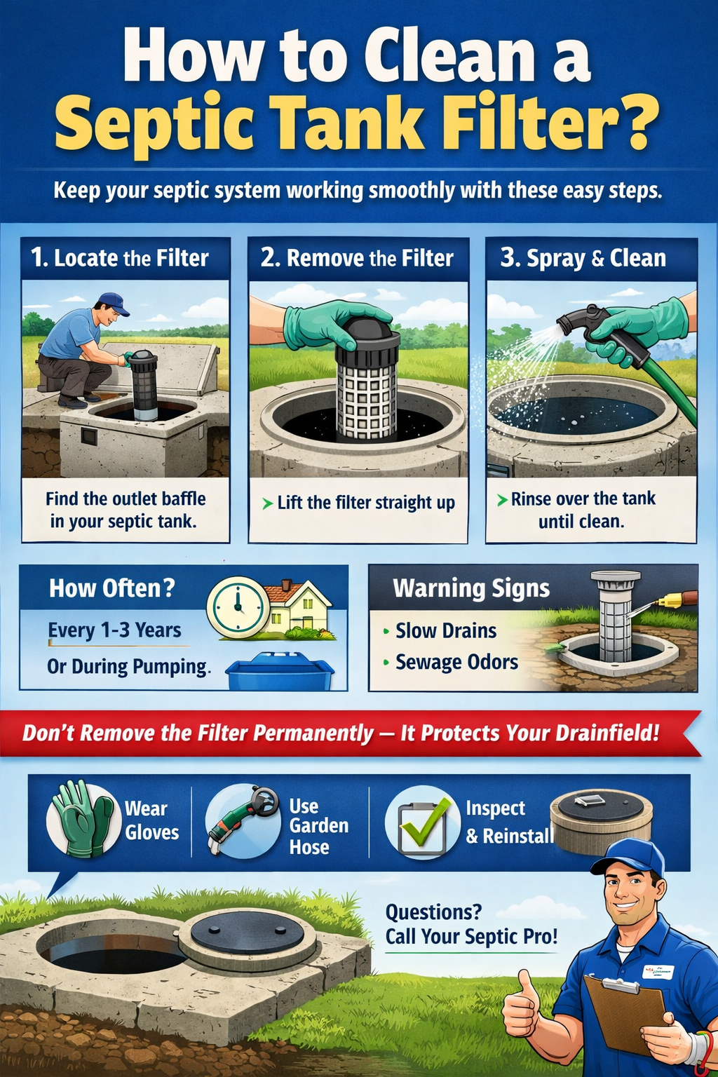 Image of How to clean a septic tank filter?